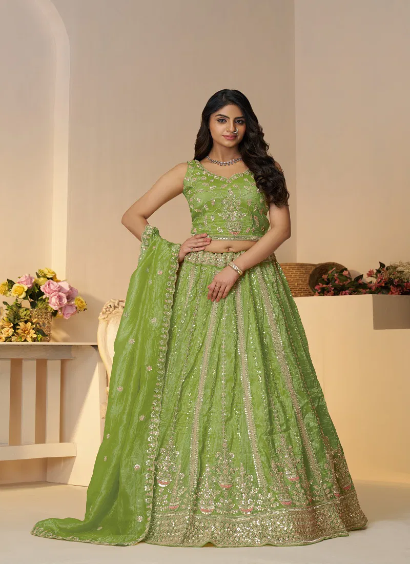 Kf 44 Green Jimmy Choo Embroidered Bridal Lehenga Bulk Orders In India